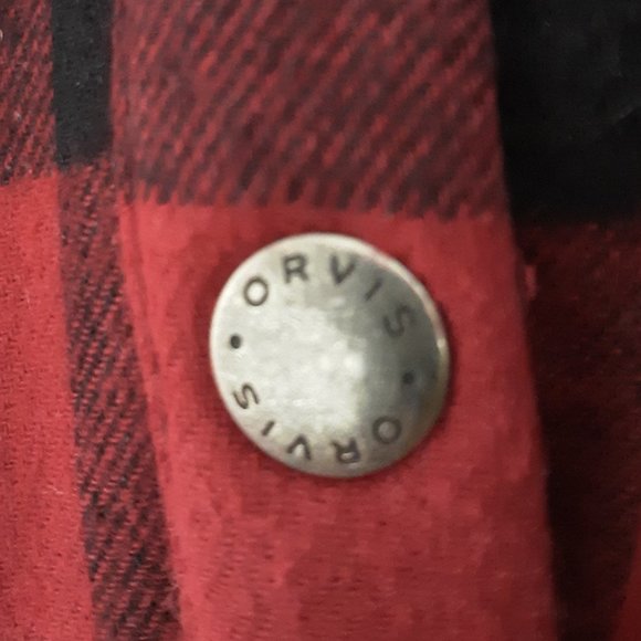 ORVIS Flannel Shirt Jacket Classic Collection Buffalo Plaid Fleece Red Black M - Picture 9 of 10
